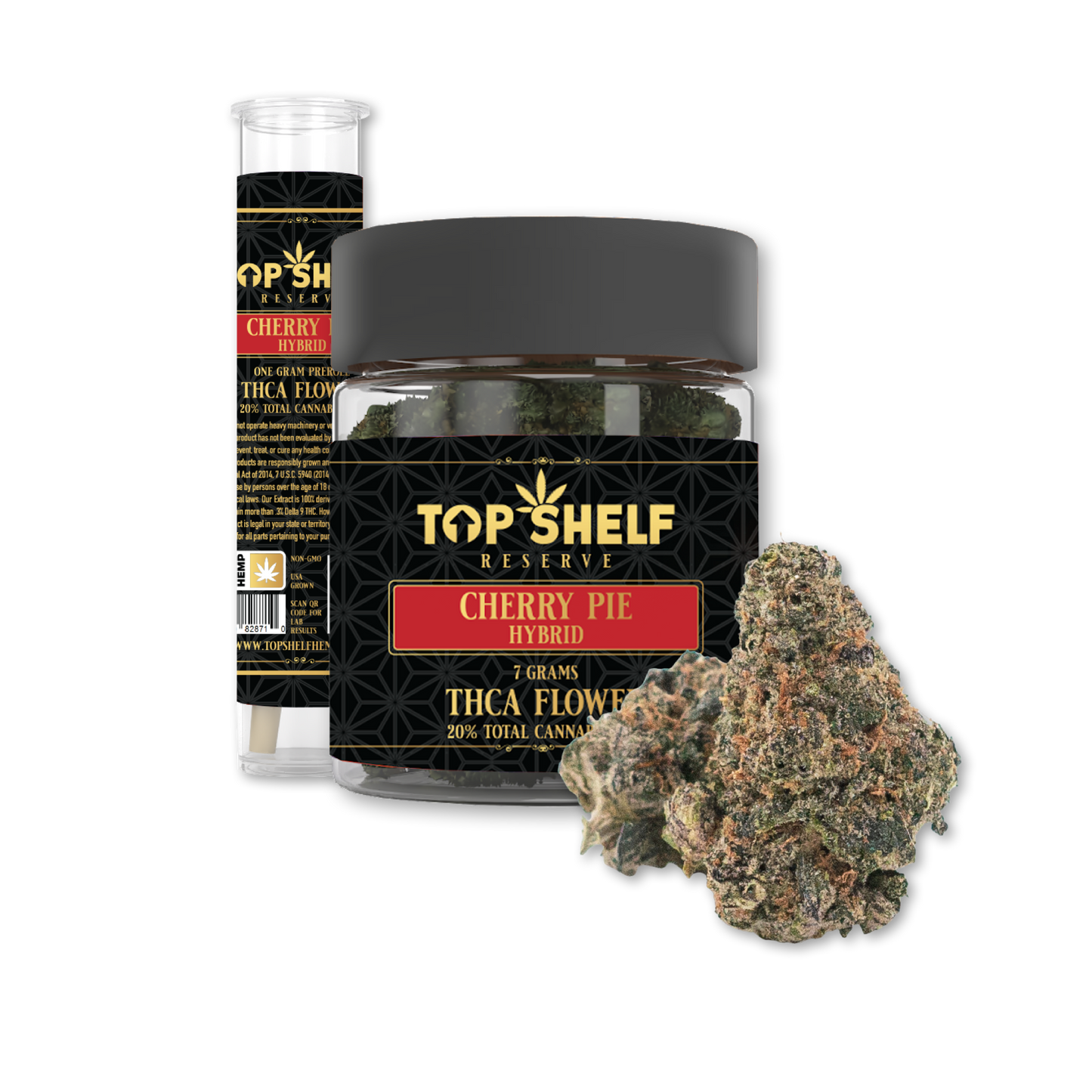 Cherry Pie (Hybrid) - THCA Flower by Top Shelf Hemp - premium thca flower buds close-up detail