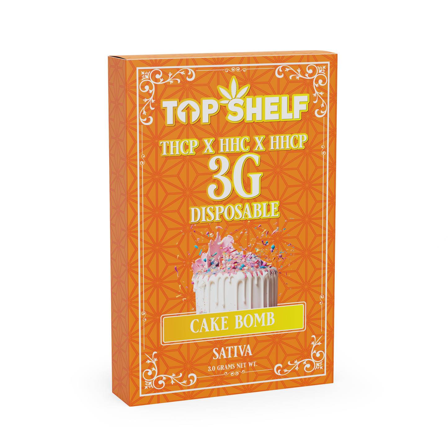 Top Shelf Hemp 3g THCP x HHC x HHCP Disposable Vape Cake Bomb (Sativa) front view