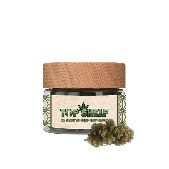 Premium CBD Flower by Top Shelf Hemp - premium cbd flower buds label and packaging