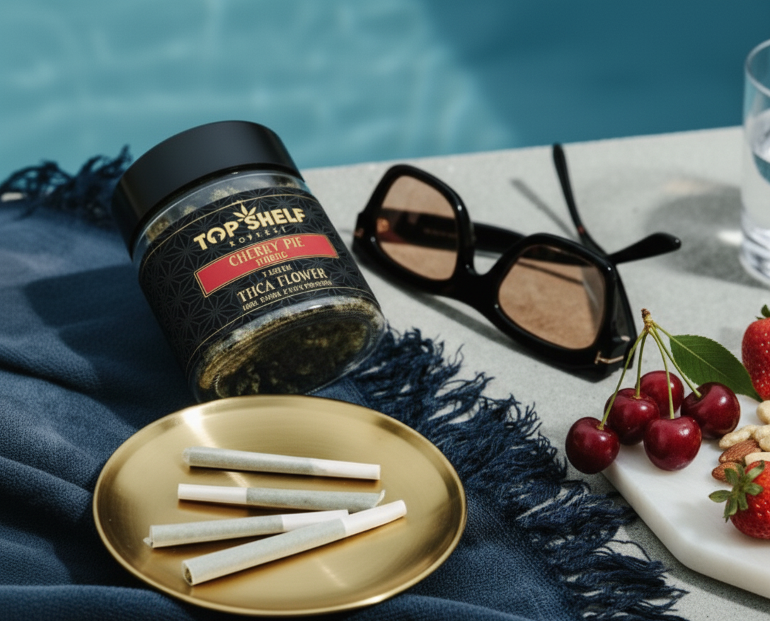 Cherry Pie (Hybrid) - THCA Flower by Top Shelf Hemp - premium thca flower buds lifestyle photo
