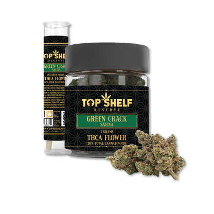 Green Crack (Sativa) - THCA Flower by Top Shelf Hemp - premium thca flower buds close-up detail
