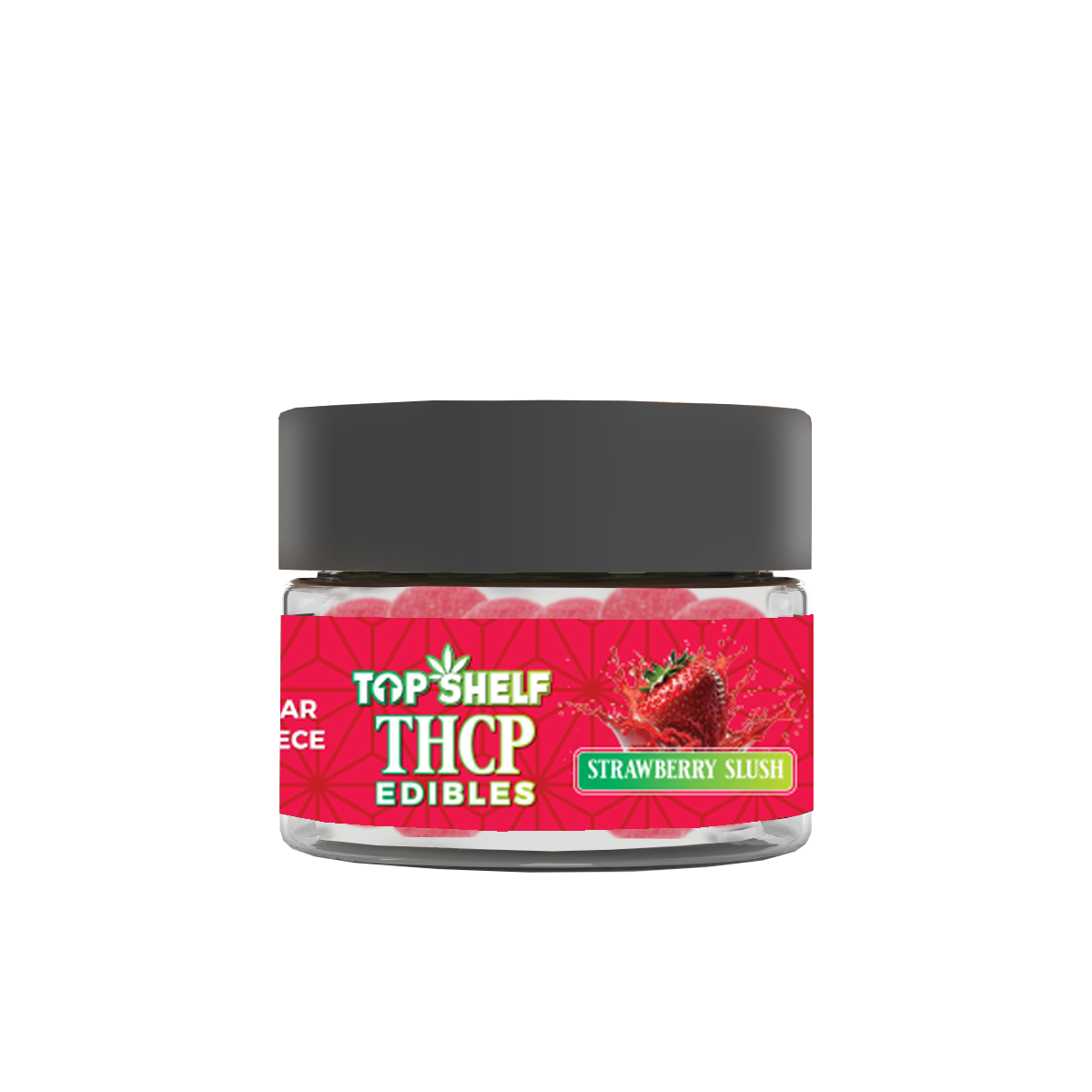 Top Shelf Hemp Co 100 mg THCP Gummies Strawberry Slush flavor — front view of pack