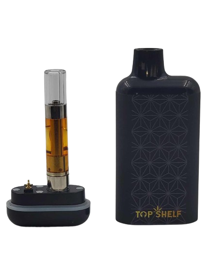 Top Shelf Hemp 510 Hideaway Cart Battery, front view of battery device