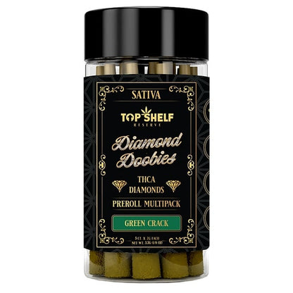 Diamond Doobies Green Crack Sativa 5-pack THCA Diamonds Preroll Multipack front view from Top Shelf Hemp Co