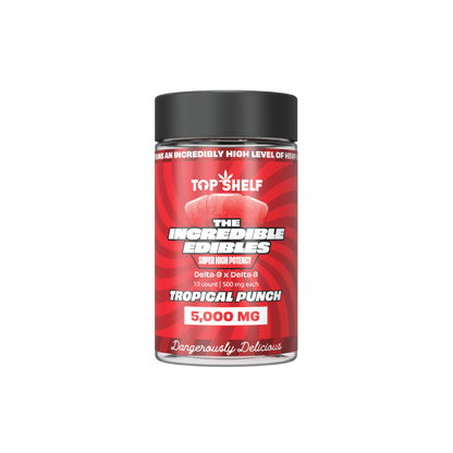Incredible Edibles 5000 mg Jar Tropical Punch flavor – front view from Top Shelf Hemp Co