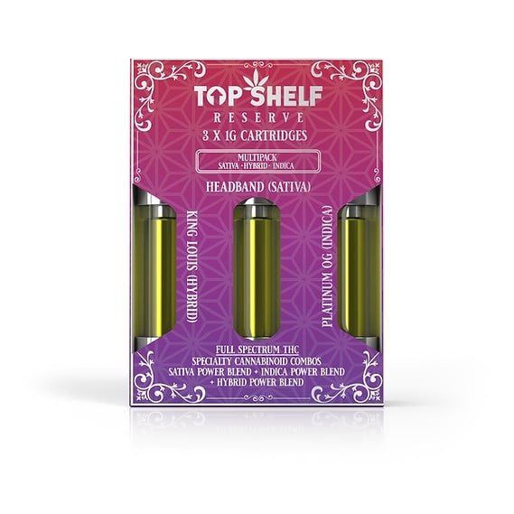 Top Shelf Hemp Multi‑Pack Blend 3‑Pack Cartridges (3×1g) — front view showing the packaging of the blend set.