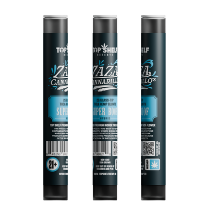 Zaza Cannarillos Super Boof Hybrid 2g Glass Tip THCA Hemp Blunts front view from Top Shelf Hemp Co