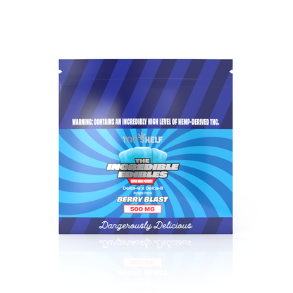 Incredible Edibles Single Pack Berry Blast 500 mg – front view of pack from Top Shelf Hemp Co
